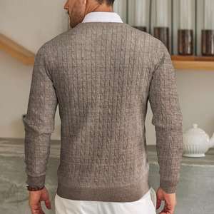 Pulls pour hommes en tricot côtelé de style vintage faits à la main Minimaliste inspiré de la technologie Mode confortable 100% coton Logo avant Anti-boulochage - Product Image 6