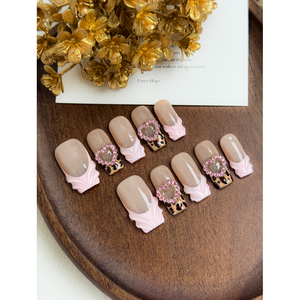 Art des ongles à pression motif léopard cœur rose - Product Image 4