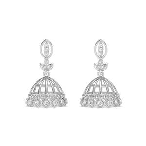Pendientes Jhumki y Jhumka de Plata 925 Premium para Mujer, con Forma de Campana y Corte Marquesa, con Diamantes, para Boda y Compromiso - Product Image 1