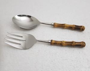 Cuillères de service en acier inoxydable plaqué argent avec poignée en résine pour mélanger et cuire la salade en acier inoxydable - Product Image 4