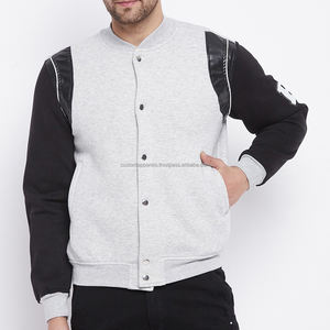 Veste universitaire pour événements universitaires, en coton molletonné, poids moyen, doublure matelassée, panneaux en simili cuir, veste personnalisée - Product Image 3