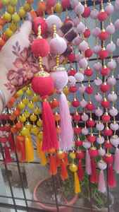 สายพู่ลูกบอลกำมะหยี่อินเดียสำหรับงานแต่งงานฮาลดิเมนเวทีฉากหลัง Diwali Eid Onam ของตกแต่งผนังแขวนของขวัญขึ้นบ้านใหม่ - Product Image 2