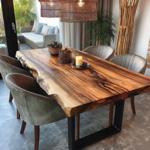 Table à manger carrée en bois massif KALATRI, style industriel moderne, écologique, avec pieds en métal, pour hôtel, villa, cuisine, 6 places - Product Image 4