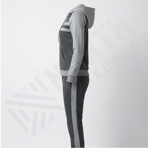 Ensemble de survêtement de sport pour femmes, couleurs contrastées personnalisées, capuche élégante, course à pied, entraînement, salle de sport, 100% coton, vêtements de sport de qualité supérieure - Product Image 3