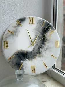 MOT CLÉ HORLOGE MURALE EN RÉSINE AVEC Unique Artistique À La Main Design Horloge Murale Résine Art De L'Inde - Product Image 2