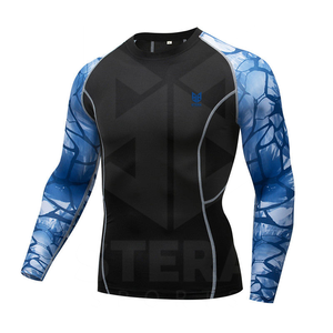 Sublimation complète personnalisée imprimée à séchage rapide Fitness Compression MMA Jiu Jitsu chimio Rash Guard T-shirt solide à manches longues pour hommes - Product Image 2