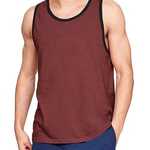 Camiseta sin mangas para hombre, de color sólido, cuello redondo, tejida, informal, color granate, tela suave y agradable al tacto, fácil de usar. - Product Image 1