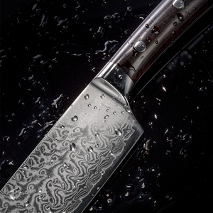 Commandes en gros personnalisées service OEM ODM professionnel en acier damas manche en bois couteau de chef de cuisine tranchant lame fixe - Product Image 4