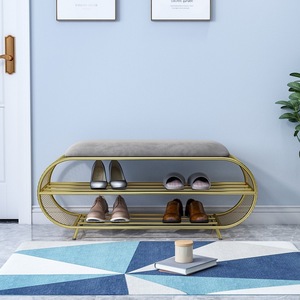 KG68049 Zapatero Moderno de Roble con Asiento Acolchado, Estructura de Hierro y Fácil de Montar, Mueble Portátil para Sala de Estar - Product Image 2