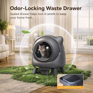 Litière pour chat autonettoyante connectée à l'application, 50L, en plastique, 10kg, anti-éclaboussures, étanche, conception ouverte, PC, OEM, ODM - Meilleures ventes - Product Image 6