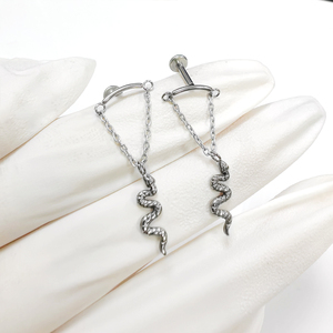 F136 borla cadena colgante serpiente Stud G23 aleación <span class=keywords><strong>de</strong></span> titanio cuerpo <span class=keywords><strong>Piercing</strong></span> anillo circón <span class=keywords><strong>labio</strong></span> patrón chapado en <span class=keywords><strong>oro</strong></span> <span class=keywords><strong>para</strong></span> bodas - Product Image 2