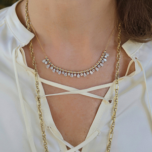 2.90 carat poire et VS1-GH rond diamant cultivé en laboratoire 18k/14k/10k or jaune pétillant 39cm poire et diamant rond collier pour femme - Product Image 4