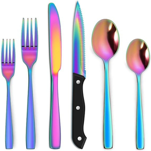 Ensemble de couverts d'hôtel lourds et de haute qualité en acier inoxydable plaqué argent cuillère fourchette couteau couverts de mariage pour le dîner - Product Image 5