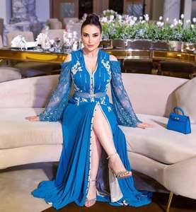 ชุดเดรส caftan โมร็อกโกสีน้ำเงินทำมือสไตล์ลำลองสำหรับผู้ใหญ่ชุดปาร์ตี้ระบายอากาศและป้องกันไฟฟ้าสถิตย์สไตล์ใหม่ - Product Image 3
