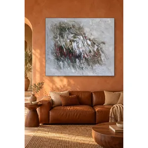 Impresión en lienzo de Fida Gerhard Hoehme con trazos de pincel abstractos sobre fondo gris - Product Image 2