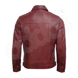 Chaqueta de cuero de motocicleta para hombre-Chaqueta de motorista de cuero genuino con estilo vintage para hombre Chaqueta de cuero ligera - Product Image 3