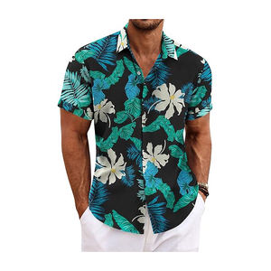 เสื้อเชิ้ตฮาวายทรงพอดีตัวมีกระดุมแขนครึ่งแขนของผู้ชายผ้าฝ้าย100% คุณภาพสูงและพรีเมี่ยม - Product Image 6