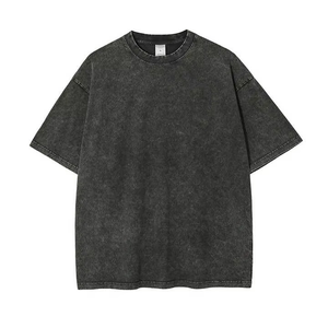 Men's Casual Acid Wash 100% Cotton O-Neck Loose <b>Drop</b> Shoulder 260 Grams Weight Oversized Short Sleeve Breathable Eco-Friendly - Product Image 6
