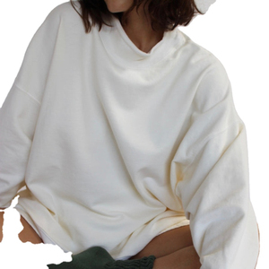 Hot Selling Women <b>Long</b> Autumn Knitted Mock Neck Polyester/Cotton Material Full Sleeves Pullover Style Solid <b>Sweatshirt</b> - Product Image 1