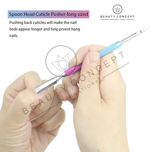 Empujador de cutículas de uñas de salón de Mejor proveedor en color azul púrpura uso personalizado recién llegado producto de acero sostenible - Product Image 3