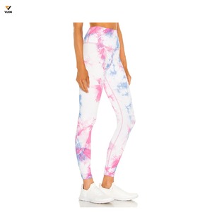 Best Quality Ladies High Waist Satin Yoga <b>Leggings</b> Comfortable Nylon Tight Pant Sports Wear Custom Logo Print Butt Lifting - Product Image 1