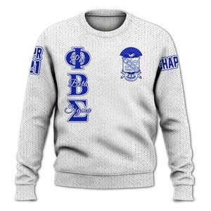 Phi Beta Sigma 1914 bleu blanc pull grec acrylique tricot Chenille lettres Sigma Beta fraternité vêtements pull - Product Image 3