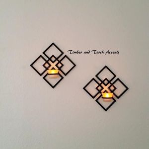 Nordic Style Black Metal Wall Sconce Set 2-Piece Home Decorative Iron <b>Candlestick</b> <b>Holder</b> Wall Mounted Stand Lightweight for - Product Image 6