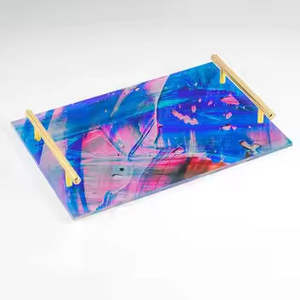 Plateau de service décoratif moderne pour mariage et Ramadan avec poignée dorée pour hôtel et restaurant - Product Image 2