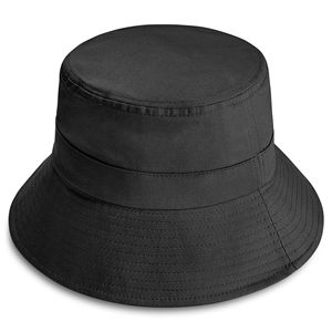 Diseño de logotipo personalizado Impreso Color negro Sólido Liso Sombreros de cubo en blanco para hombres 100% Material de alta calidad Sombreros de Safari - Product Image 3