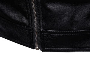 Promotion Veste en cuir ajustée pour hommes noir hiver OEM Service avant Logo haute qualité mode britannique - Product Image 4