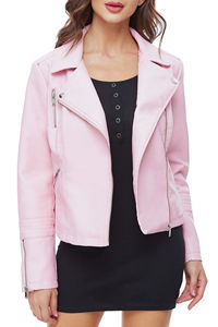 Blouson aviateur en cuir PU unisexe à la mode pour femmes coquille PU imperméable et doublure chaude pour l'automne hiver en plein air - Product Image 2