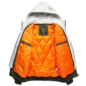 Wholesale Men's Casual Winter <b>Pilot</b> Bomber <b>Jacket</b> Detachable Hood Windproof Front Logo Autumn Stand Collar Flight <b>Jacket</b> - Product Image 4