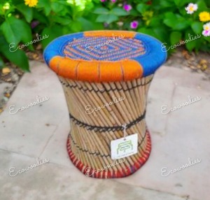 Tabouret Sarkanda moderne et élégant pouf en canne de bambou durable pour café extérieur jardin pelouse os incrustation Console pour le jardin - Product Image 5