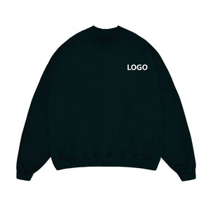 Alta calidad 100% algodón mezclado hombres sudadera básica cuello redondo pulóver hombro caído ropa de calle de gran tamaño sudadera con logotipo - Product Image 6