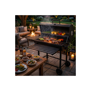 Parrilla de Carbón Vreli Moderna con Estante Lateral para Jardín y Balcón, Área de Cocción Grande de 76x40 cm, Material Metálico - Product Image 6