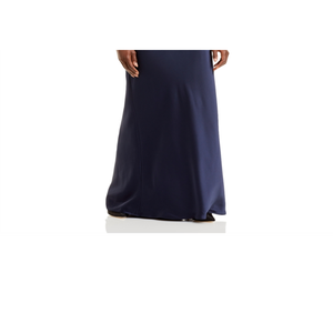 Amsale Abito da Sera Monospalla in Raso Blu Navy da Donna, Taglia 14, Lunghezza al Pavimento, con Decorazioni a Strati di Paillettes e Scollo a Barchetta, Colore Naturale - Product Image 3