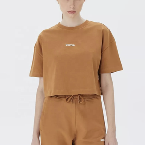 T-shirt ample en coton surdimensionné pour femmes avec nouveau t-shirt de couleur unie Streetwear Design - Product Image 6