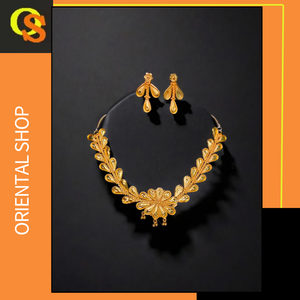 Acheter Collier Boucles d'Oreilles Ensemble avec 22K Plaqué Or Unique Conçu Femmes Porter Collier Boucles d'Oreilles Ensemble Bijoux - Product Image 2