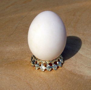 Innovative Olive Wood and Stainless Steel <b>Egg</b> <b>Holder</b> Accompanied by a Small Porcelain Ramekin It Will Hold the Broken Eggshell - Product Image 4