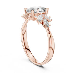 Bague de fiançailles unisexe tendance en or massif 14 carats, d'inspiration vintage, avec diamant rare certifié taille brillant et diamant de laboratoire taille marquise - Product Image 6