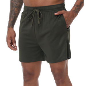 2025 Popular transpirable deporte secado rápido cintura elástica poliéster gimnasio entrenamiento bolsillo personalizado cordón ligero pantalones cortos para hombres - Product Image 3