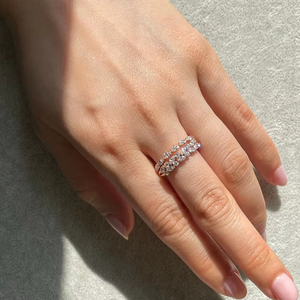 ชุดแหวนเพชรทรงสูงสีขาวสีเหลืองโรสโกลด์14K ทำด้วยมือเครื่องประดับสวยงามไม่เหมือนใครชุดของขวัญสำหรับเธอ - Product Image 1