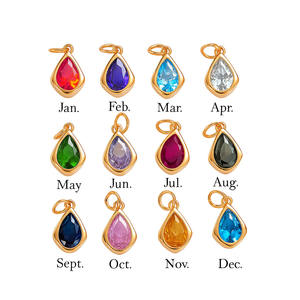 <b>Blue</b> <b>Topaz</b> Birthstone Charm Gold Plated Teardrop Crystal Pendant for Necklace Handmade Charm Pendant & <b>Bracelet</b> Jewelry Making - Product Image 2