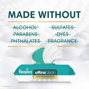 Toallitas Húmedas para Bebé Ultra Clean Cotton (Anteriormente 'Free Gentle') 99% Agua Hipoalergénicas para el Cuidado de la Piel 312 Unidades en Total (4X con Tapa Abatible) - Product Image 3