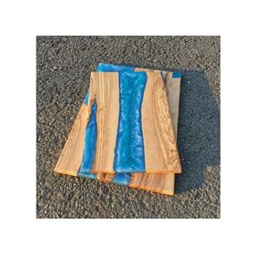 Planche à fromage en résine époxy planche à découper planche à petit déjeuner charcuterie en bois 2 pièces forme carrée artisanat indien - Product Image 4