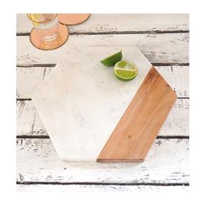 Planche à découper multi-usages hexagonale en bois et en marbre de vente élevée pour les fournitures d'accessoires d'ustensiles de cuisine à la maison - Product Image 3
