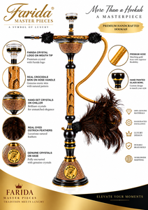 Cachimba de Lujo Golden Serpent Crocodylia Noir, Obra Maestra con Técnica de Lacado, Decoración de Plumas de Avestruz, Premium Egipcio - Product Image 6