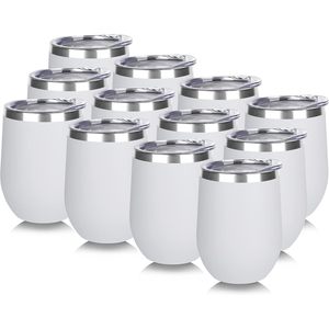 SilverJet Stainless Steel Wine Tumbler 12oz Insulated With Lid Travel <b>Coffee</b> Cup For Home Office Gym Gift - Product Image 1