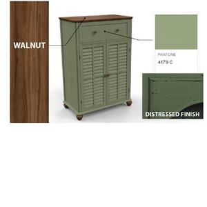 KD 2-Door Towel Cabinet with Distressed Finish Green Color BSCI Factory from Vietnam Product Category <b>Stools</b> & Ottomans - Product Image 2