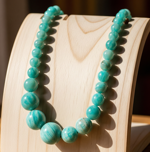 Haute qualité 18 pouces argent 925 collier pour les femmes à la mode d'eau douce mode noué à la main conception perles de pierre d'amazonite naturelle - Product Image 4